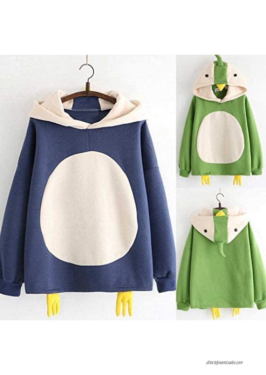 SoneBot Womens Cute Penguin Design Hooded Crewneck Coat Pullover Casual Fall Winter Long Sleeve Blouse Tops