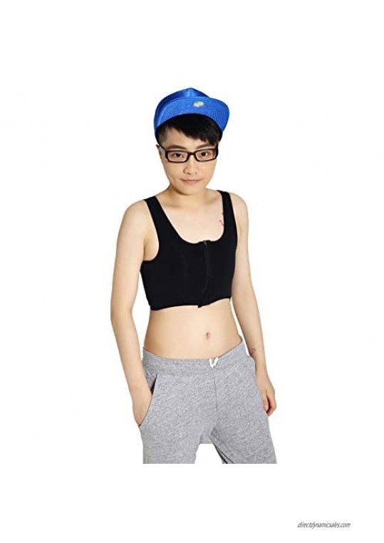 Super Flat Compression Zip Up Adjustable 3 Rows Clasp Chest Binder for Lesbian