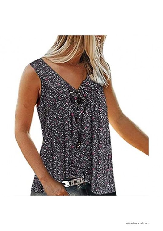 Vest T-Shirt Printing Floral Sleeveless V-Neck Leisure Shirt Women Tops Coat