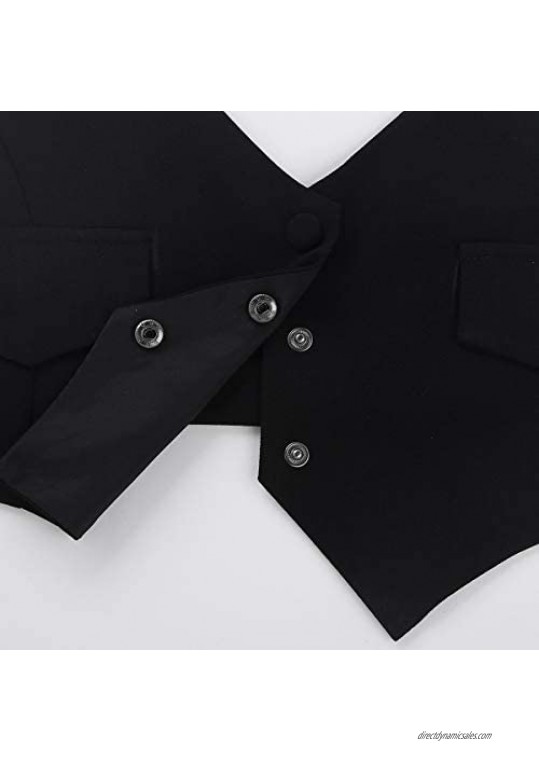 YONGHS Women's Casual Solid Halter Neck Self-tie Back Button Down Vest Tuxedo Waistcoat