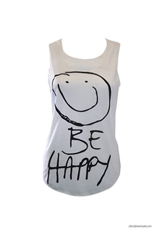 ZJ Clothes Women's Act Like a Racerback Be Happy Vest Top White S/M