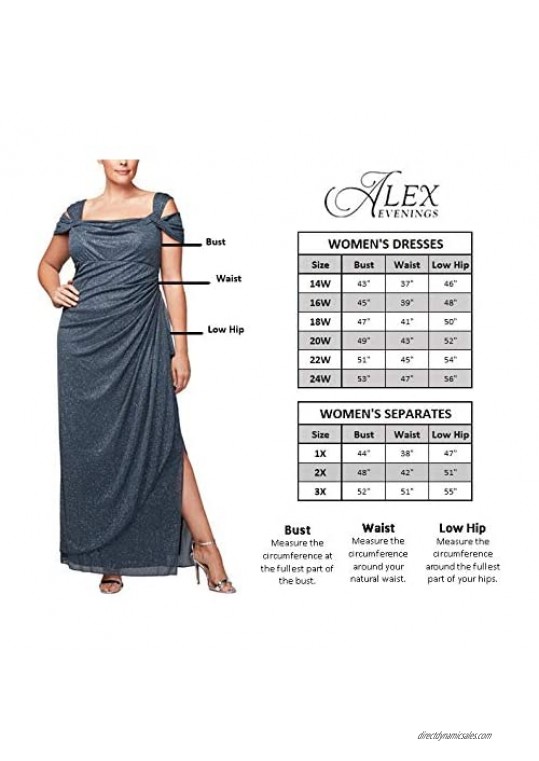 Alex Evenings Women's Plus Size Long Dress with Knot Front Detail