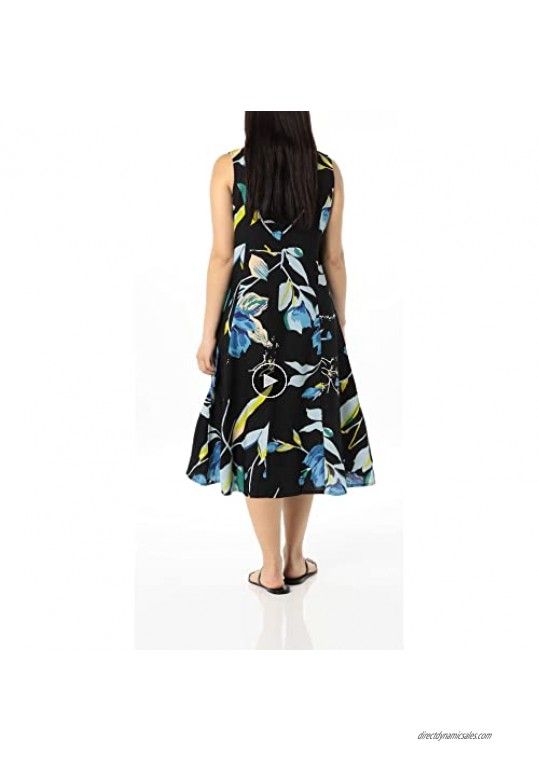 AmeriMark Women’s Sleeveless Button-Front Sun Dress - Casual Dress with Pockets