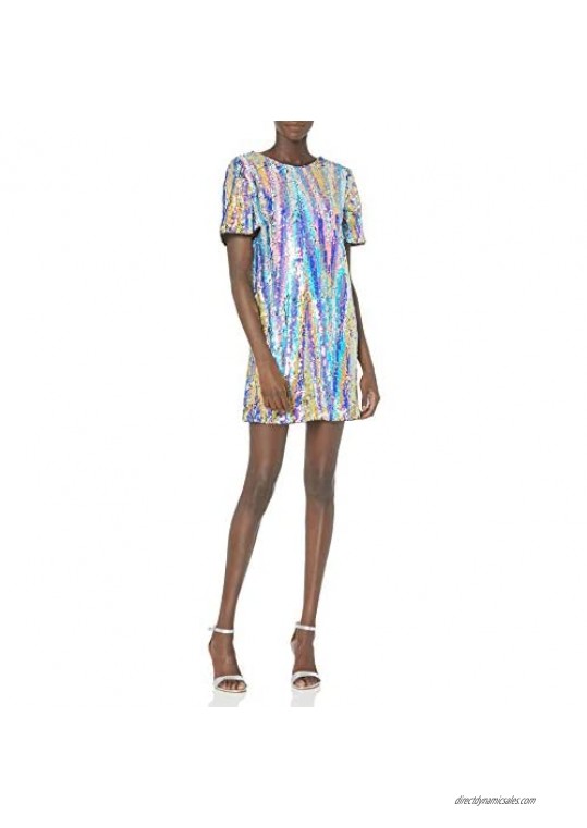 AX Armani Exchange Women's Half Sleeve Rainbow Sequin Mini Dress