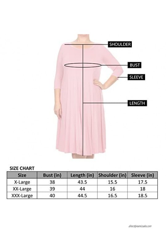 Pastel by Vivienne Women's A-Line Trapeze Midi Dress Plus Size - Made in USA