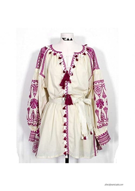 R.Vivimos Women's Tassel Embroidered Short Dresses with Belt