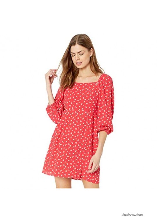 Sanctuary Womens Red Floral Long Sleeve Square Neck Short Fit + Flare Dress Size 0